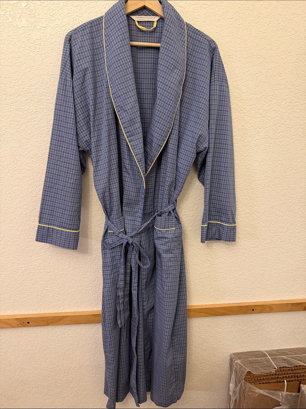 Victoria's Secret Blue and Yellow Checked Robe